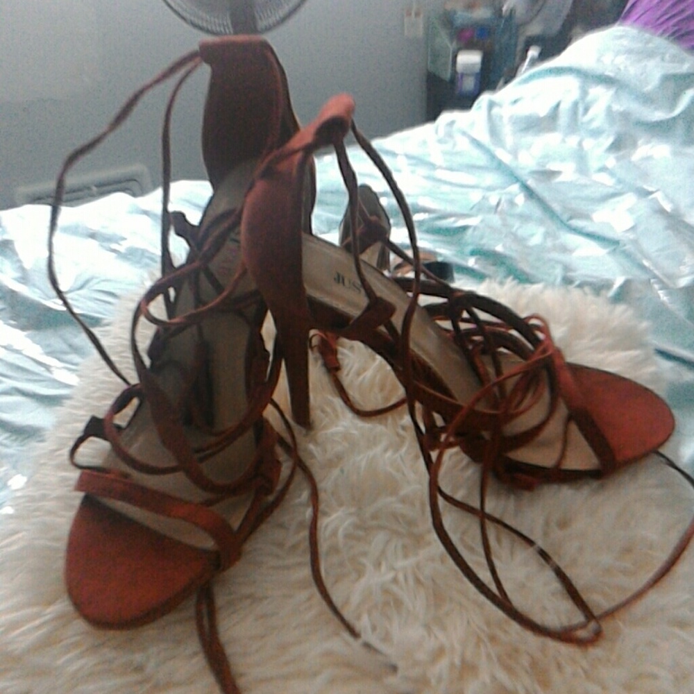 Burnt orange open toed heels